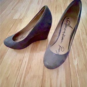 Gray platform wedge shoes